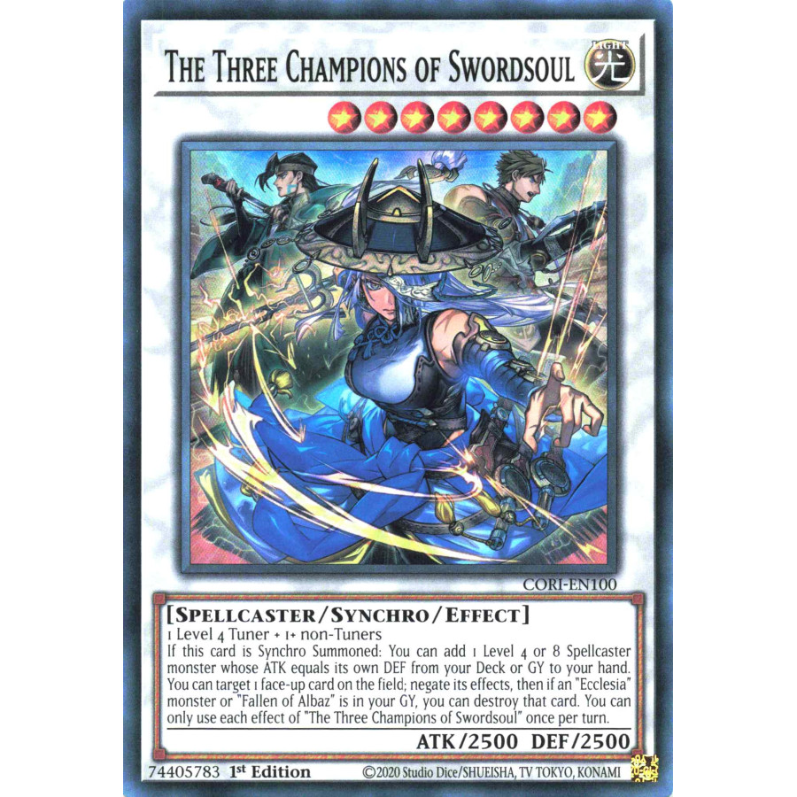 Yu-Gi-Oh TCG CORI-EN100 SR The Three Champions of Swordsoul Chaos Origins