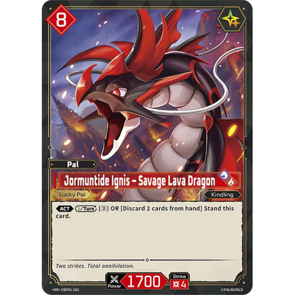 Palworld TCG EBP01-001 RR Jormuntide Ignis – Savage Lava Dragon Dawn of Palpagos