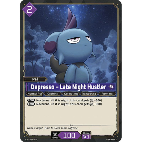 Palworld TCG EBP01-079 U Depresso – Late Night Hustler Dawn of Palpagos