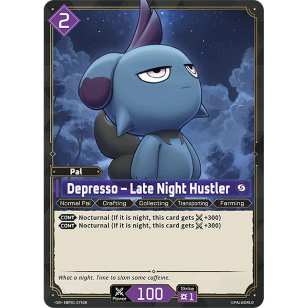 Palworld TCG EBP01-079SR SR Depresso – Late Night Hustler Dawn of Palpagos