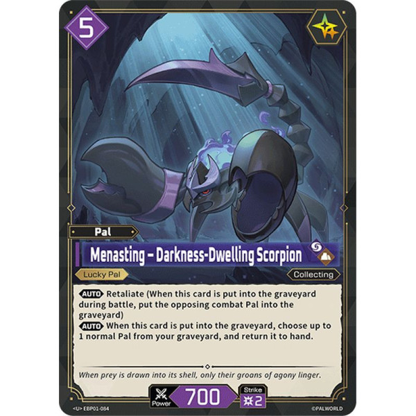 Palworld TCG EBP01-084 U Menasting – Darkness-Dwelling Scorpion Dawn of Palpagos