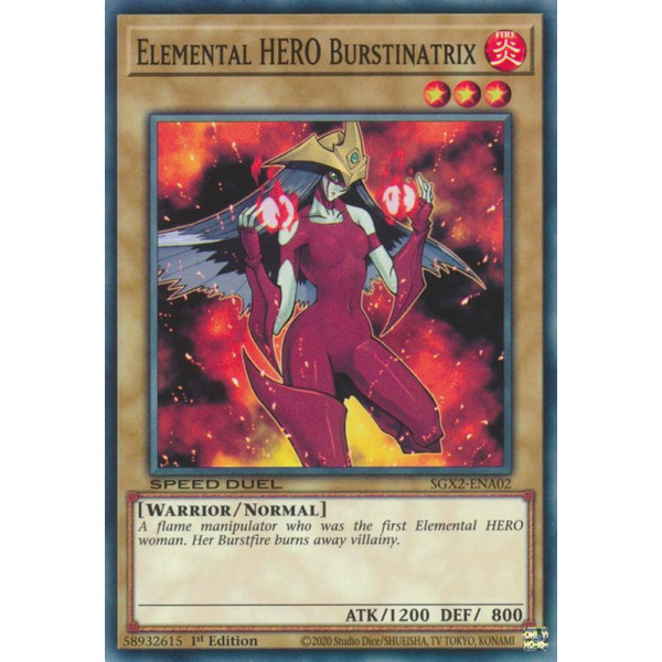 Yu-Gi-Oh TCG SGX2-ENA02 C Elemental HERO Burstinatrix Speed Duel GX: Midterm Paradox
