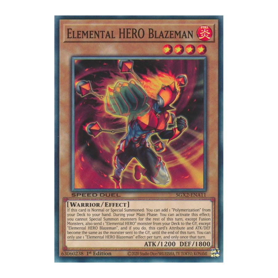Yu-Gi-Oh TCG SGX2-ENA11 C Elemental HERO Blazeman Speed Duel GX: Midterm Paradox