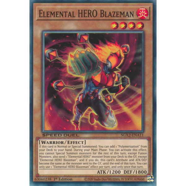Yu-Gi-Oh TCG SGX2-ENA11 C Elemental HERO Blazeman Speed Duel GX: Midterm Paradox