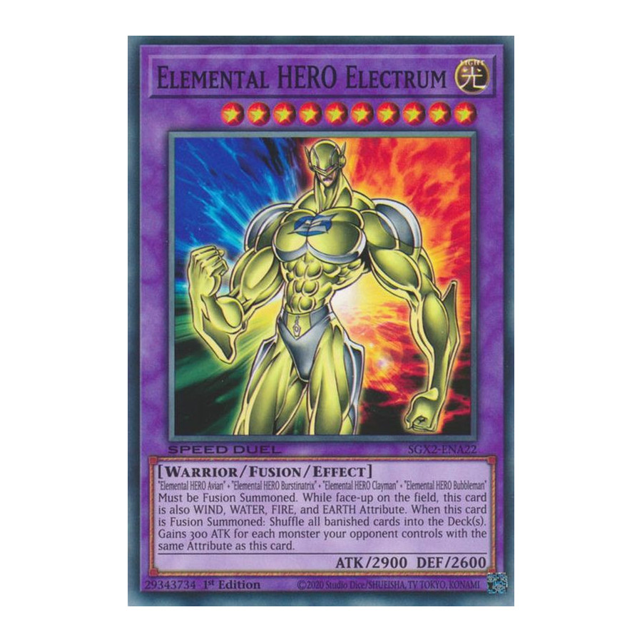 Yu-Gi-Oh TCG SGX2-ENA22 C Elemental HERO Electrum Speed Duel GX: Midterm Paradox