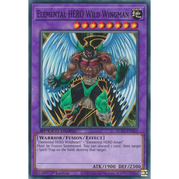 Yu-Gi-Oh TCG SGX2-ENA23 C Elemental HERO Wild Wingman Speed Duel GX: Midterm Paradox