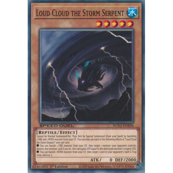 Yu-Gi-Oh TCG SGX2-ENE06 C Loud Cloud the Storm Serpent Speed Duel GX: Midterm Paradox