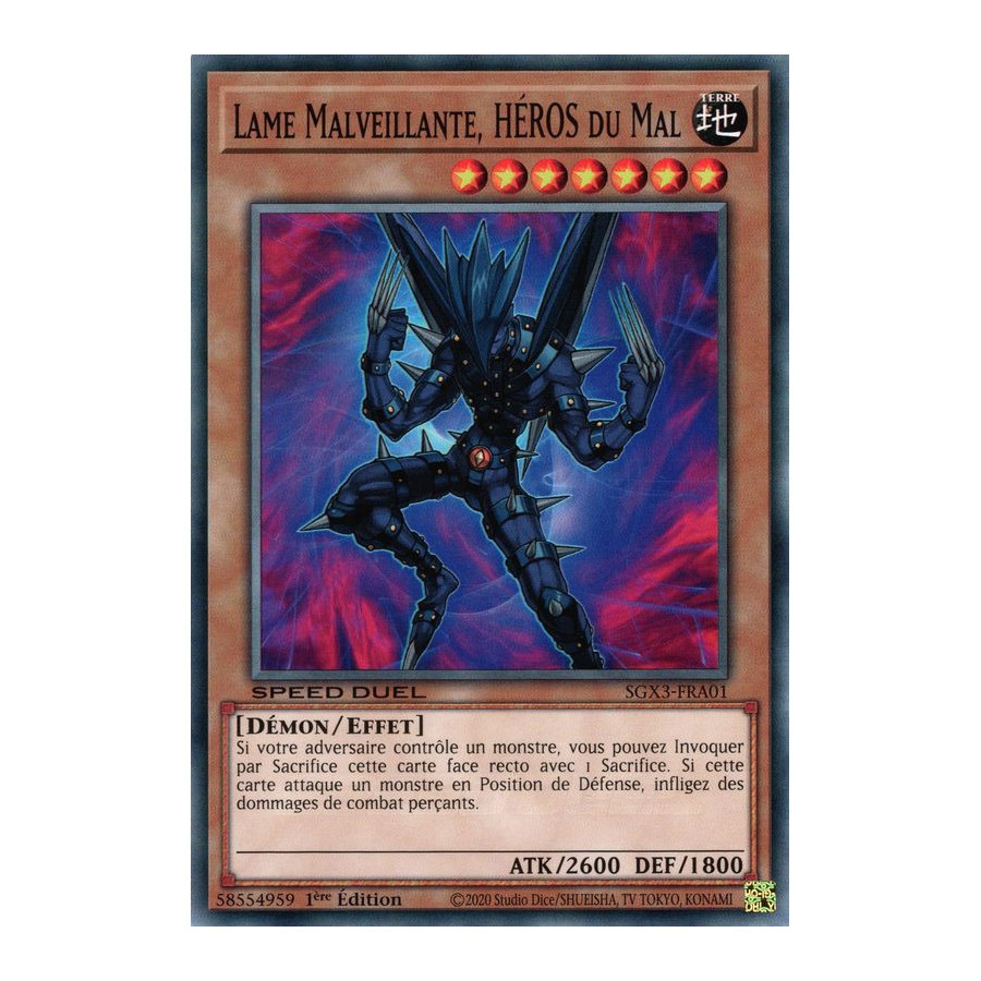 Yu-Gi-Oh TCG SGX3-FRA01 C Lame Malveillante, HÉROS du Mal Speed Duel GX : Les Duellistes des Ombres