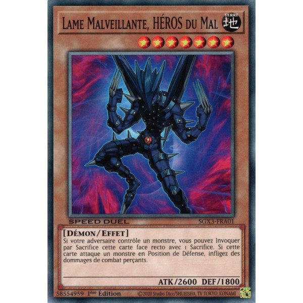 Yu-Gi-Oh TCG SGX3-FRA01 C Lame Malveillante, HÉROS du Mal Speed Duel GX : Les Duellistes des Ombres