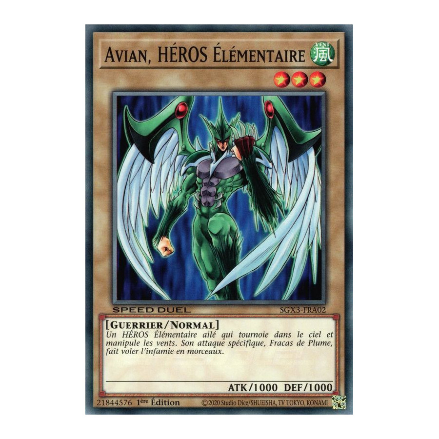 Yu-Gi-Oh TCG SGX3-FRA02 C Avian, HÉROS Élémentaire Speed Duel GX : Les Duellistes des Ombres