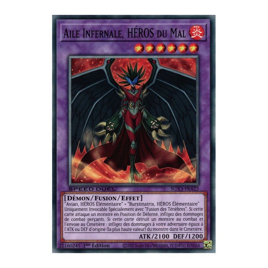 Yu-Gi-Oh TCG SGX3-FRA22 C Aile Infernale, HÉROS du Mal Speed Duel GX : Les Duellistes des Ombres