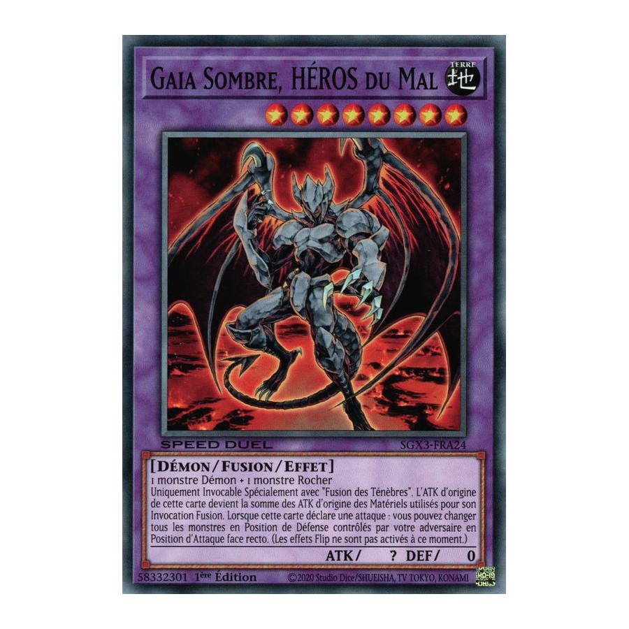 Yu-Gi-Oh TCG SGX3-FRA24 C Gaia Sombre, HÉROS du Mal Speed Duel GX : Les Duellistes des Ombres