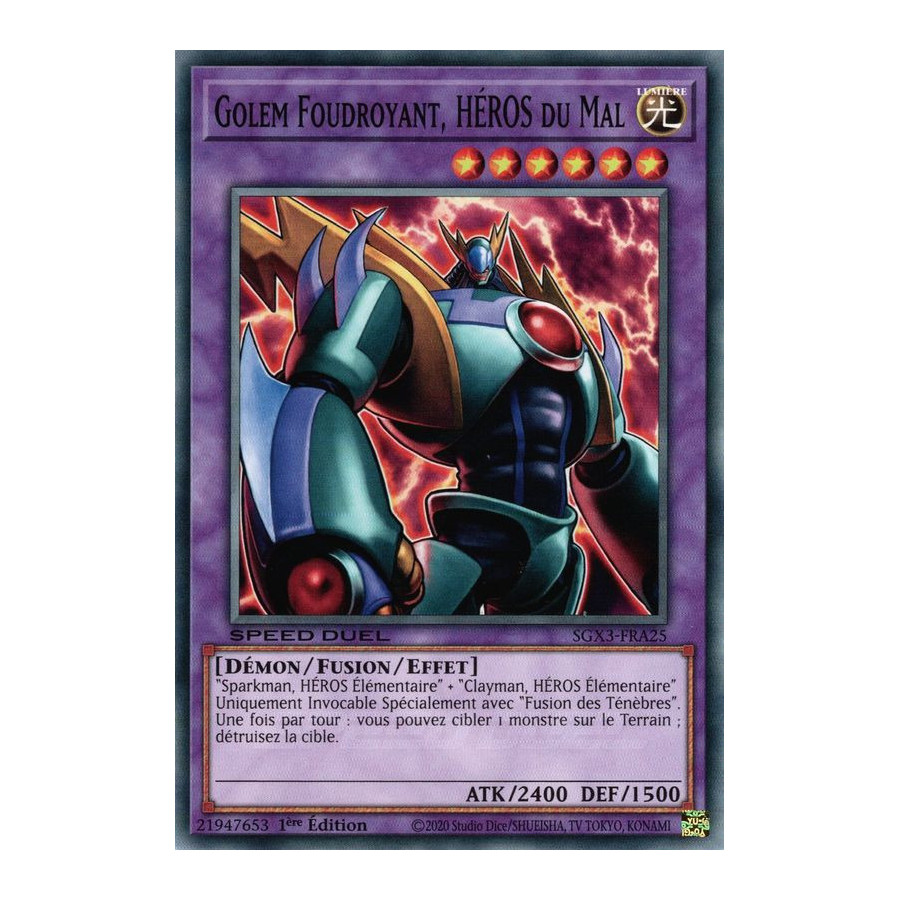 Yu-Gi-Oh TCG SGX3-FRA25 C Golem Foudroyant, HÉROS du Mal Speed Duel GX : Les Duellistes des Ombres