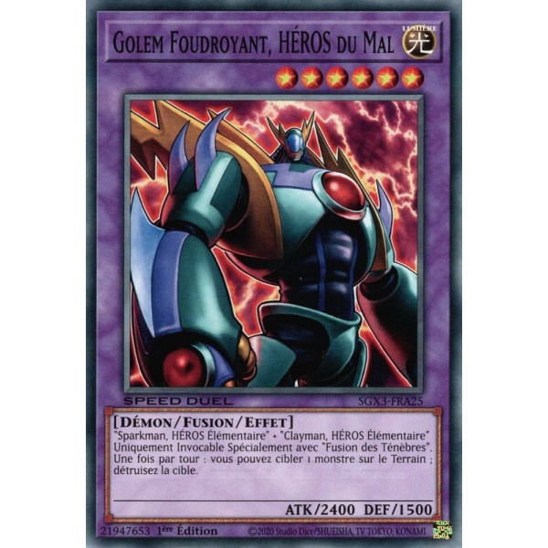 Yu-Gi-Oh TCG SGX3-FRA25 C Golem Foudroyant, HÉROS du Mal Speed Duel GX : Les Duellistes des Ombres