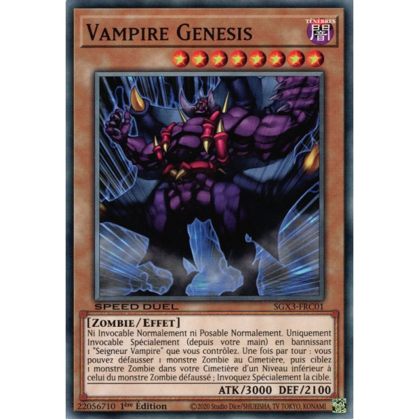 Yu-Gi-Oh TCG SGX3-FRC01 C Vampire Genesis Speed Duel GX : Les Duellistes des Ombres