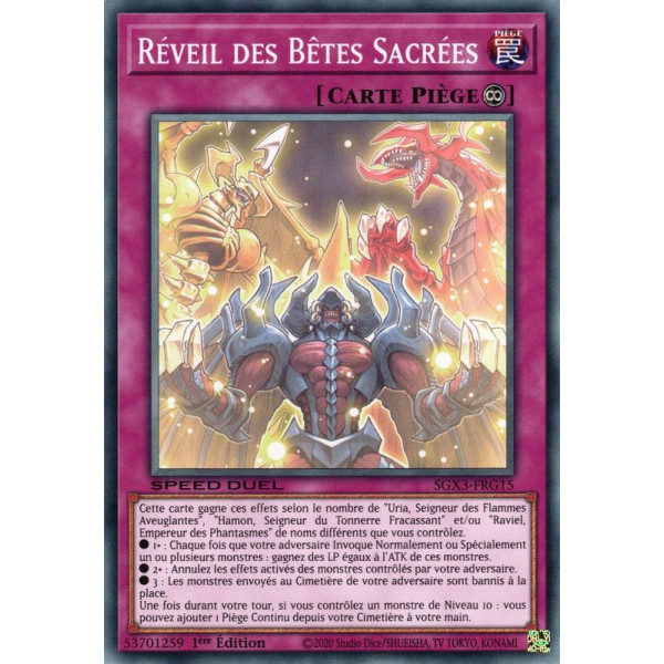 Yu-Gi-Oh TCG SGX3-FRG15 C Réveil des Bêtes Sacrées Speed Duel GX : Les Duellistes des Ombres