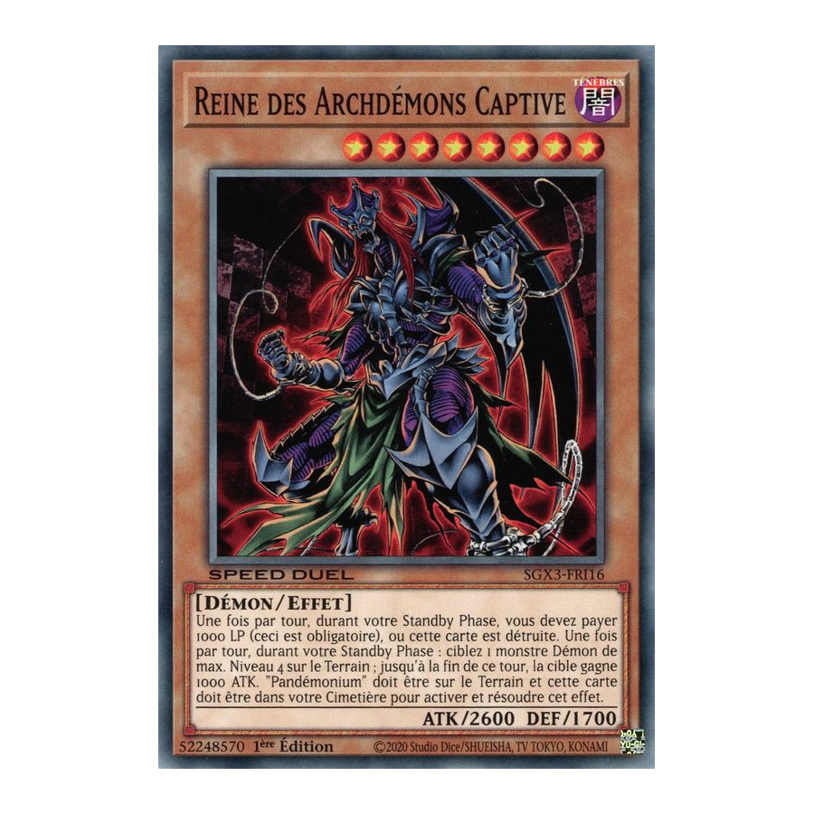 Yu-Gi-Oh TCG SGX3-FRI16 C Reine des Archdémons Captive Speed Duel GX : Les Duellistes des Ombres