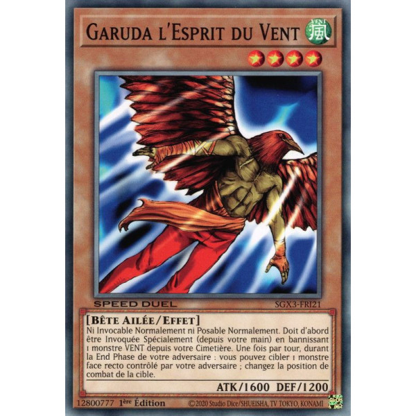 Yu-Gi-Oh TCG SGX3-FRI21 C Garuda l'Esprit du Vent Speed Duel GX : Les Duellistes des Ombres