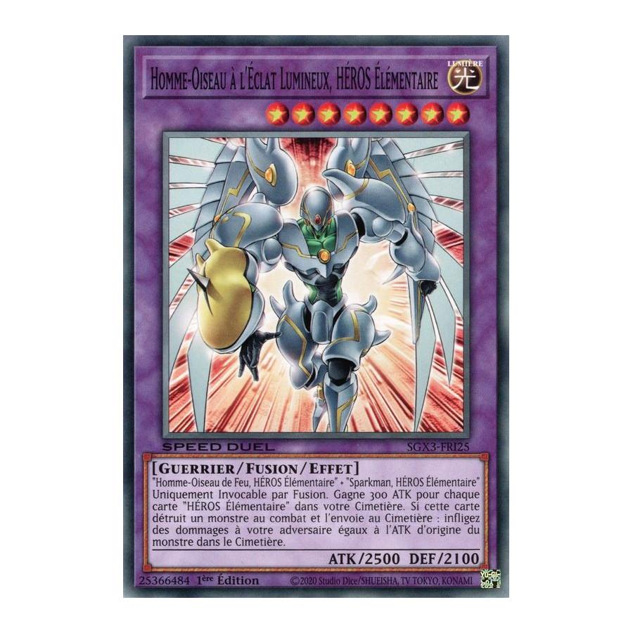Yu-Gi-Oh TCG SGX3-FRI25 C Homme-Oiseau à l'Éclat Lumineux, HÉROS Élémentaire Speed Duel GX : Les Duellistes des Ombres
