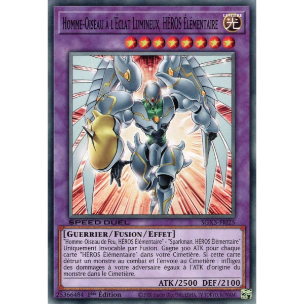 Yu-Gi-Oh TCG SGX3-FRI25 C Homme-Oiseau à l'Éclat Lumineux, HÉROS Élémentaire Speed Duel GX : Les Duellistes des Ombres