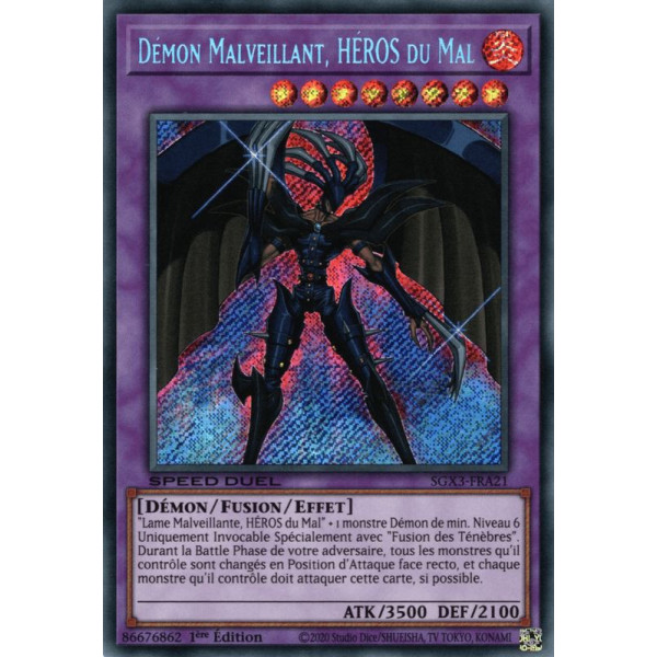 Yu-Gi-Oh TCG SGX3-FRA21 SE Démon Malveillant, HÉROS du Mal Speed Duel GX : Les Duellistes des Ombres