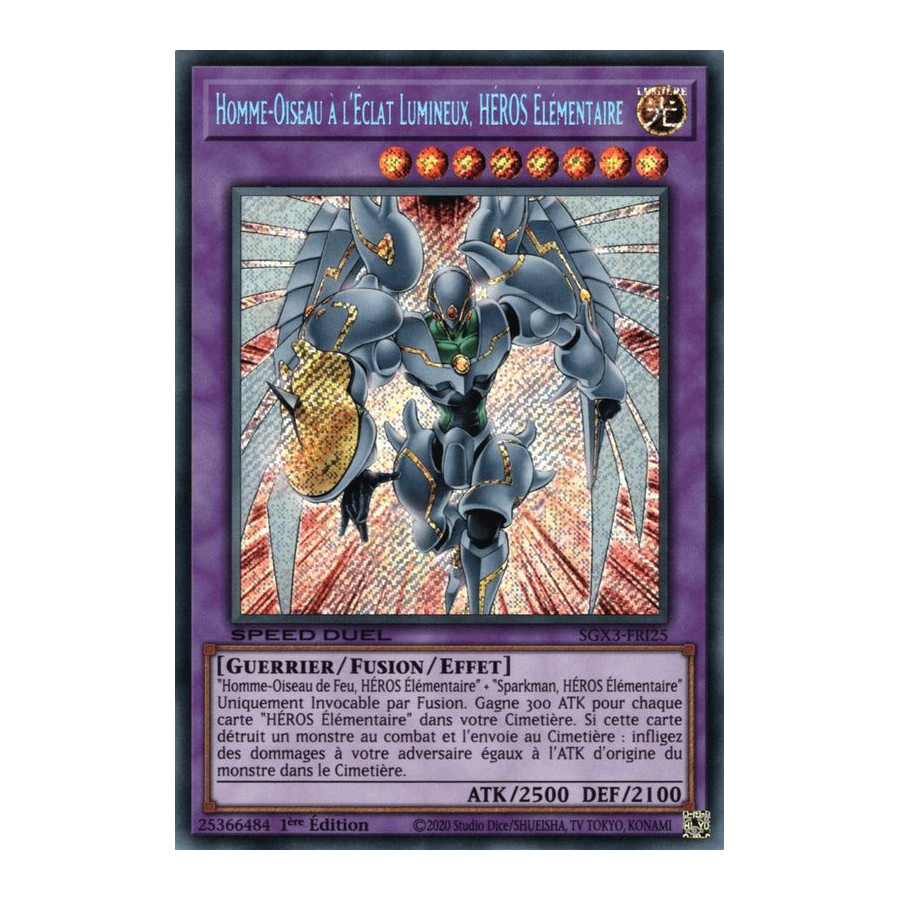 Yu-Gi-Oh TCG SGX3-FRI25 SE Homme-Oiseau à l'Éclat Lumineux, HÉROS Élémentaire Speed Duel GX : Les Duellistes des Ombres