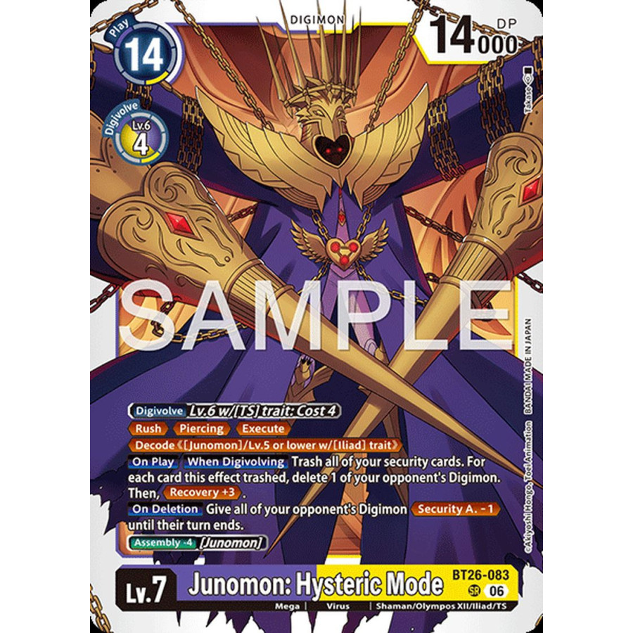 Digimon TCG BT26-083 Junomon: Hysteric Mode SR TIMELESS BONDS Card Game