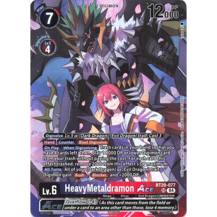 Digimon TCG LM08 BT20-077 HeavyMetaldramon ACE SR/AA Limited Card Pack FINAL CREST Card Game
