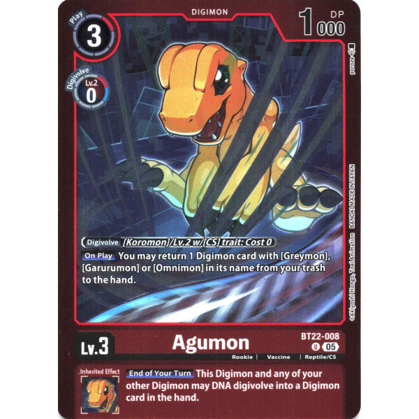 Digimon TCG LM08 BT22-008 Agumon U/AA Limited Card Pack FINAL CREST Card Game