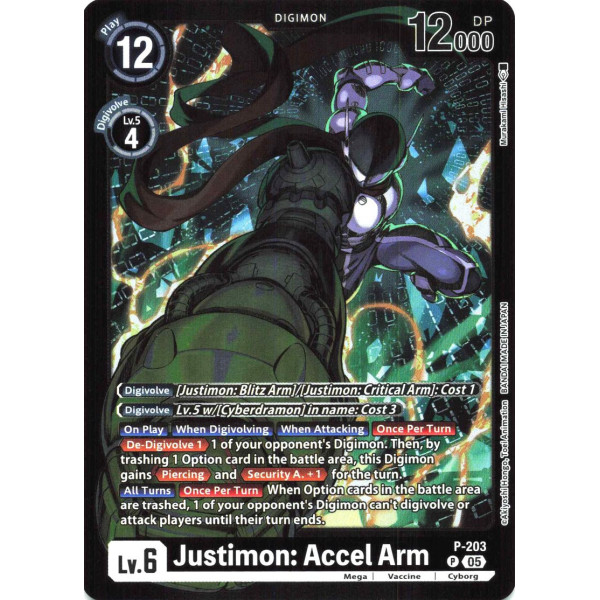 Digimon TCG LM08 P-203 Justimon: Accel Arm P/AA Limited Card Pack FINAL CREST Card Game