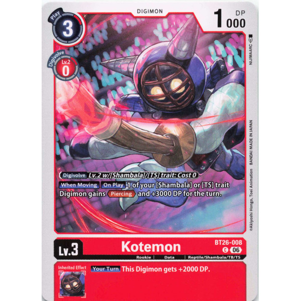 Digimon TCG BT26-008 Kotemon C TIMELESS BONDS Card Game