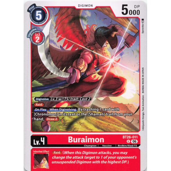 Digimon TCG BT26-011 Buraimon U TIMELESS BONDS Card Game