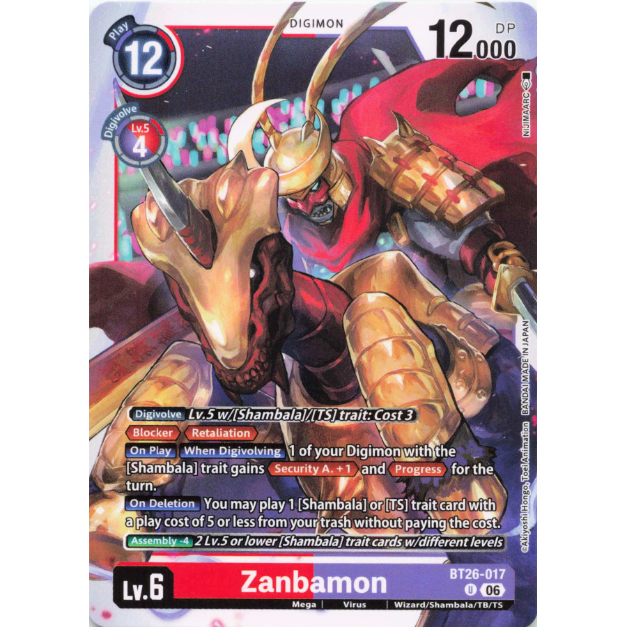 Digimon TCG BT26-017 Zanbamon U TIMELESS BONDS Card Game