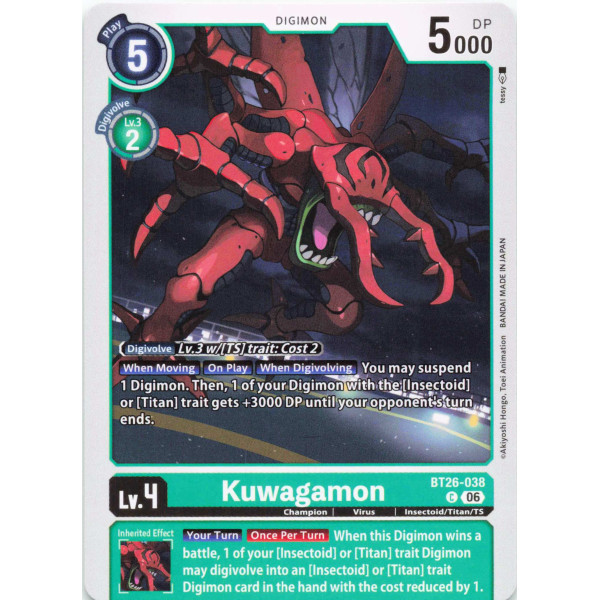Digimon TCG BT26-038 Kuwagamon C TIMELESS BONDS Card Game