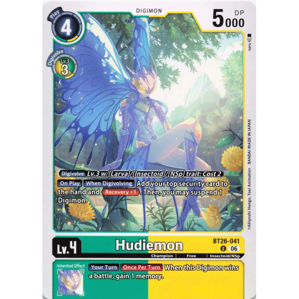 Digimon TCG BT26-041 Hudiemon U TIMELESS BONDS Card Game