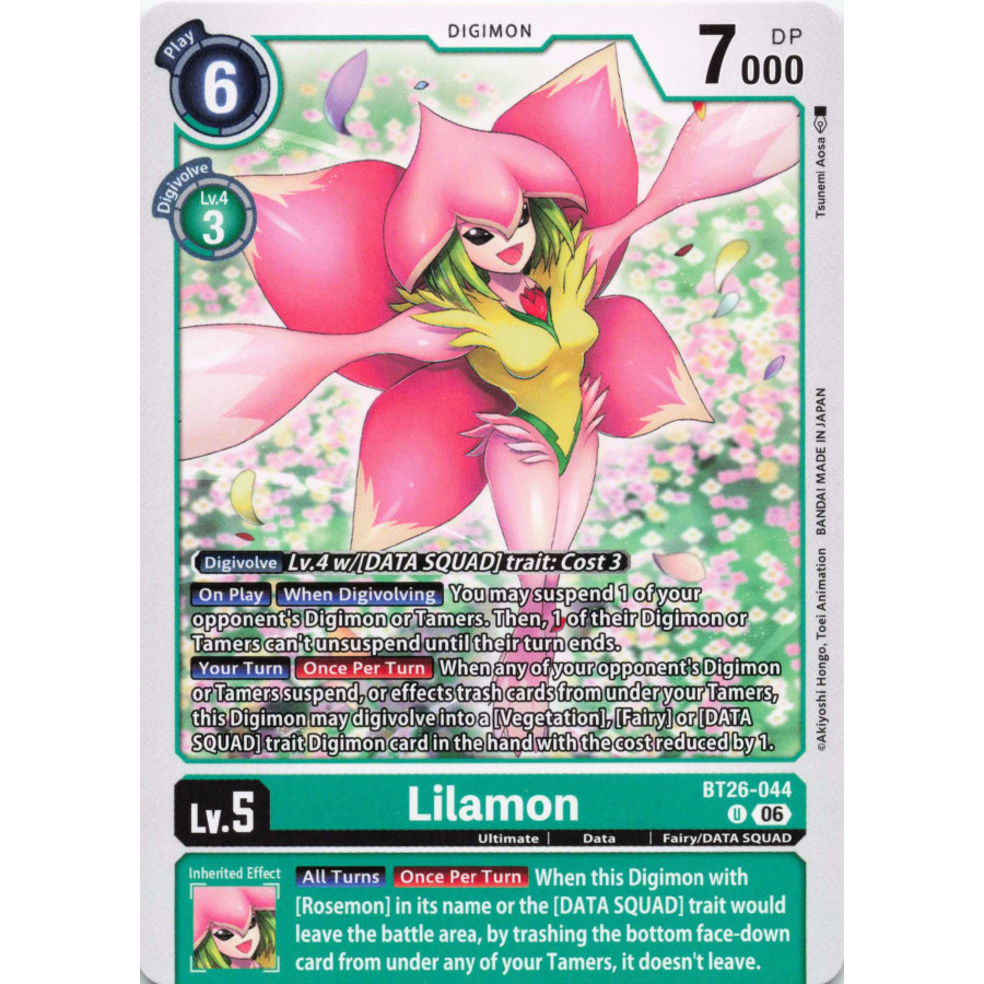 Digimon TCG BT26-044 Lilamon U TIMELESS BONDS Card Game