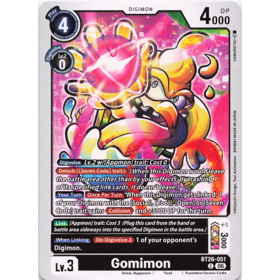 Digimon TCG BT26-051 Gomimon C TIMELESS BONDS Card Game