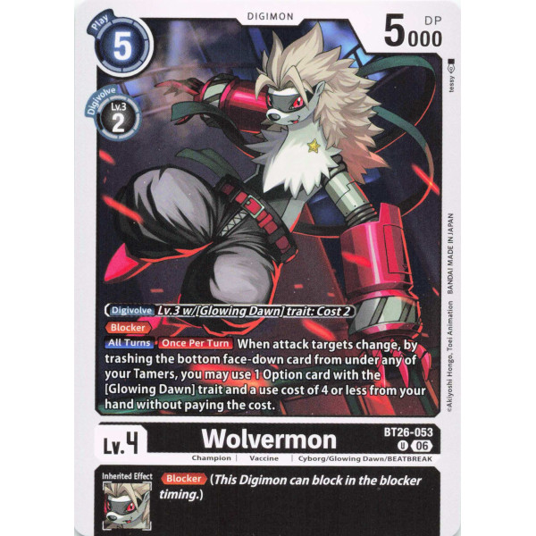 Digimon TCG BT26-053 Wolvermon U TIMELESS BONDS Card Game