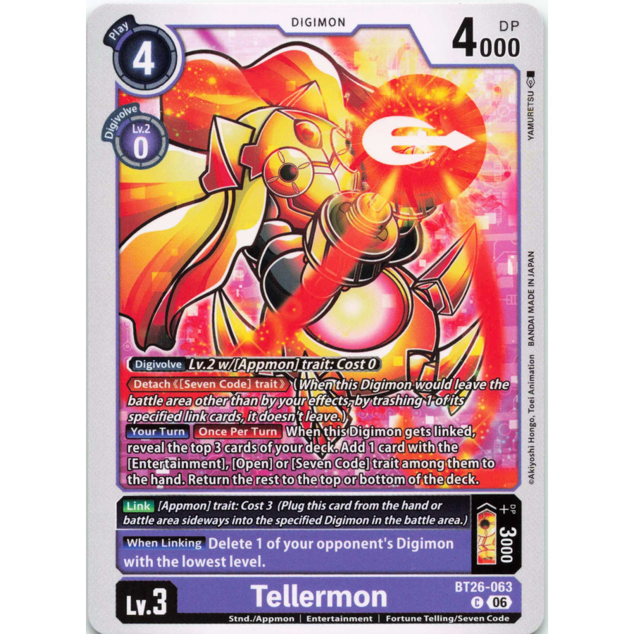 Digimon TCG BT26-063 Tellermon C TIMELESS BONDS Card Game