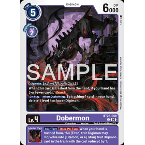Digimon TCG BT26-069 Dobermon U TIMELESS BONDS Card Game