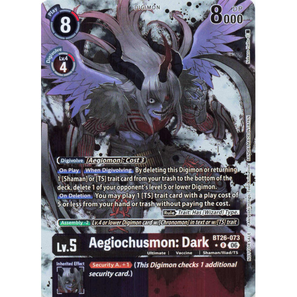 Digimon TCG BT26-073AA Aegiochusmon: Dark AA/R TIMELESS BONDS Card Game