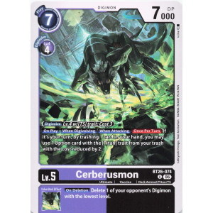 Digimon TCG BT26-074 Cerberusmon U TIMELESS BONDS Card Game