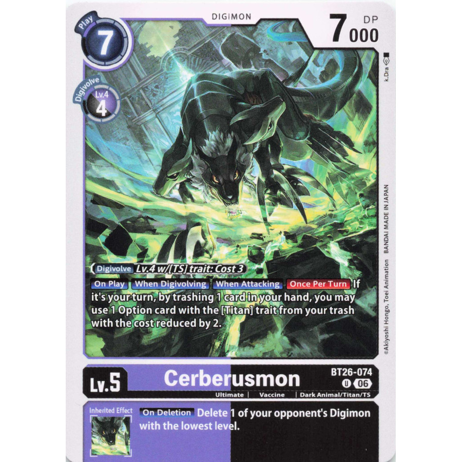 Digimon TCG BT26-074 Cerberusmon U TIMELESS BONDS Card Game