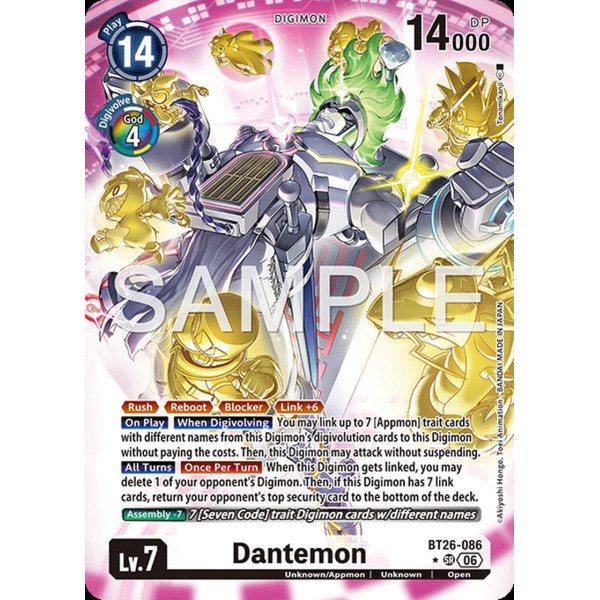 Digimon TCG BT26-086AA Dantemon AA/SR TIMELESS BONDS Card Game
