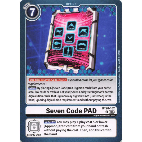 Digimon TCG BT26-102 Seven Code PAD C TIMELESS BONDS Card Game