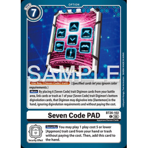 Digimon TCG BT26-102 Seven Code PAD C TIMELESS BONDS Card Game