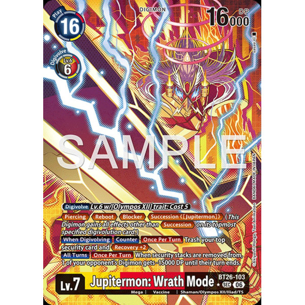 Digimon TCG BT26-103AA Jupitermon: Wrath Mode AA/SEC TIMELESS BONDS Card Game