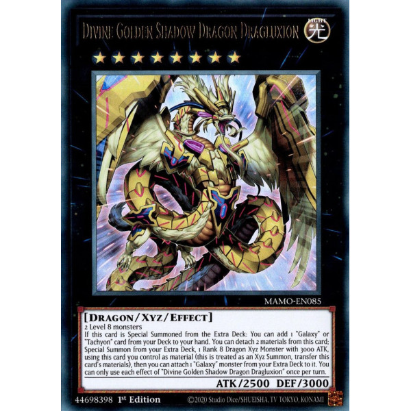 Yu-Gi-Oh TCG MAMO-EN085 UR Divine Golden Shadow Dragon Dragluxion Magnificent Monsters