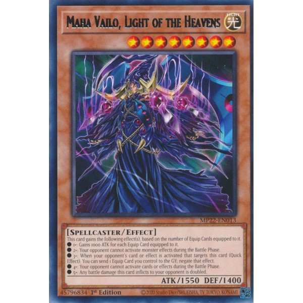 Yu-Gi-Oh TCG MP22-EN013 R Maha Vailo, Light of the Heavens Effect Monster