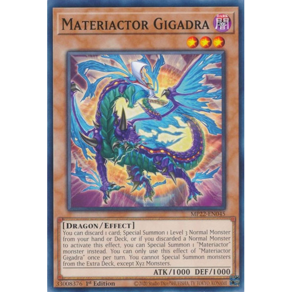 Yu-Gi-Oh TCG MP22-EN045 C Materiactor Gigadra Effect Monster